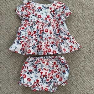 Janie and Jack Red and Blue Floral Diaper Cover